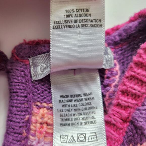 Vintage 1990s Carter’s Toddler Girls Fair Isle Sweater – Pink & Purple - Size 2T - Picture 9 of 9